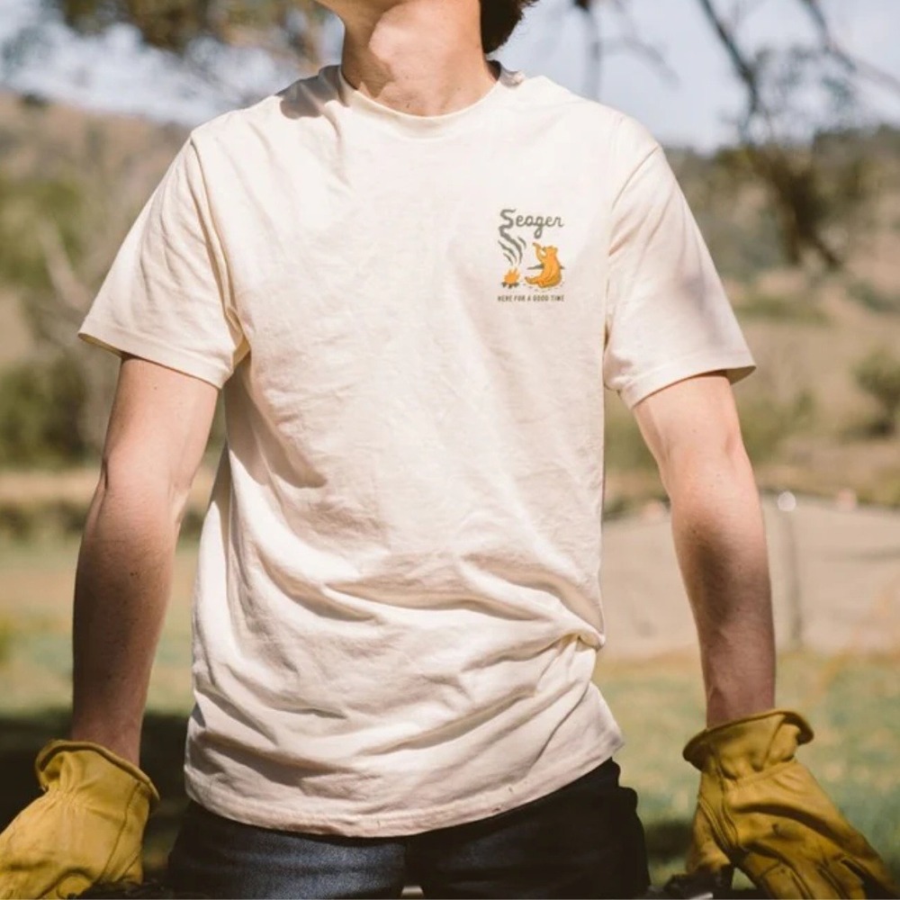 Seager | Smokey Graphic 100% Cotton Tee in Cream